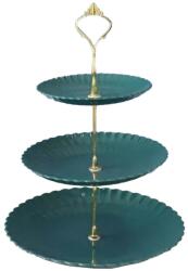 Pufo Candy többszintes gyümölcstartó 3 szintes, süteményekhez, tortákhoz, gyümölcsökhöz, előételekhez, fém fogantyú, zöld (Pufo4048verde)