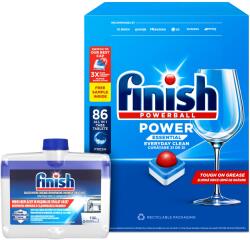 Finish mosogatógép csomag: Finish Power Essential 86 tabletta + Finish Mosogatógép-tisztító folyadék, 250 ml