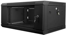 Lanberg 19" fali rack szekrény 4U/600X450 üvegajtó, lapraszerelt, fekete V2 (WF01-6404-10B) - emag
