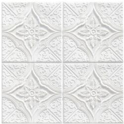 SDEPOT 40 db SDEPOT® tapéta csempe készlet, 3 mm vastag, 70x70 cm, elegáns páfrány mintás, fehér (SET40_TAPET_11_ALB)