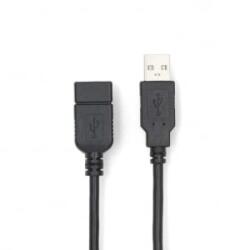 Nedis USB-A apa - USB-A anya hosszabbító kábel 1m fekete (CCGL60010BK10)
