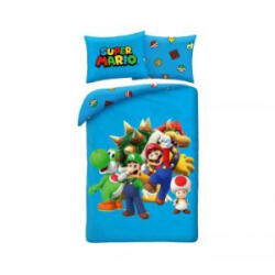 Halantex Super Mario: Együtt a csapat ágynemű garnitúra - 140 x 200 cm, poliészter (NO-668BL) (NO-668BL)