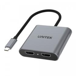 Unitek V1404B video átalakító kábel 0, 15 M USB C-típus 2 x HDMI Szürke (V1404B)