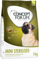 Concept for Life 1kg Concept for Life Mini Sterilised - gabonamentes száraz kutyatáp 20% kedvezménnnyel