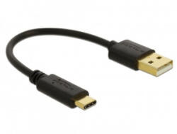 Delock USB-A - USB-C kábel 15cm fekete (80954) (80954)