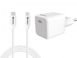 Sandberg USB-C 20W hálózati töltő fehér és USB-C - Lightning kábel 1m (441-57) (441-57)