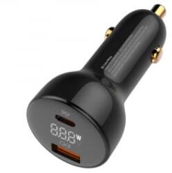 ColorWay USB-A, USB-C szivargyújtó töltő kijelzővel 100W fekete (CW-CHA044PD-BK)