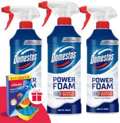 Domestos Power Hab spray Arctic Fresh 3x435ml + Ajándék Vileda Szivacs