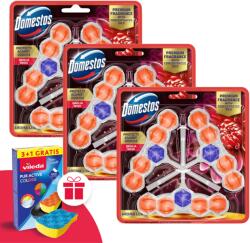 Domestos Aroma Lux WC frissítő blokk Dahlia Wish koncentrált illóolajokkal (9x50g) + Ajándék Vileda Szivacs