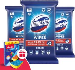 Domestos higiénikus Törlőkendő Ocean 3x60db + Ajándék Vileda Szivacs