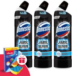 Domestos Zéró Blue WC Vízkőoldó 3x750ml + Ajándék Vileda Szivacs