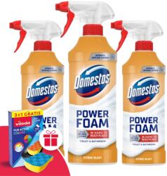 Domestos Power Hab spray Citrus Blast 3x435ml + Ajándék Vileda Szivacs