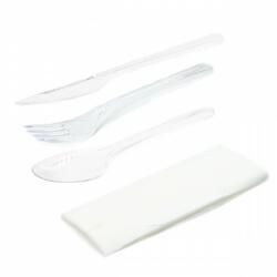  Újrah. evőeszköz Superior vt. csom. kanál+villa+kés+szalvéta 16637