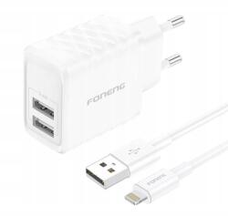FONENG Hálózati töltő Foneng EU53 20W 2xUSB-A, 2, 4A (Fehér) Usb-a doL kábel (EU53)