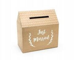 Party Deco Borítéktartó doboz Just Married, kraft, 30x30, 5x (PUDTM7-031)