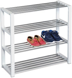 Autronic Raft pentru pantofi 4 niveluri alb/crom, 81 x30 x 73 cm, alb, 4 etaje Pantofar