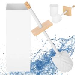 Springos® bambusz wc-kefe - fehér/barnás design (TB0019)