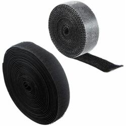 Fekete tépőzáras kábelrendező szalag, 2×3 m, 2 cm széles, poliészter (AG736C)
