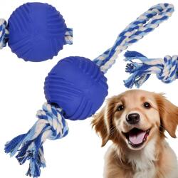 Kutya rágójáték kötéllel és TPR labdával, 25 cm, kék-fehér (PA0274)