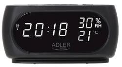 Adler AD 1186 LED ébresztőóra hőmérséklet- és páramérővel, fehér (90086)