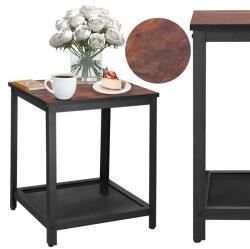 Springos® acél kávézóasztal 45x45 cm, fekete-barna (HF0026)
