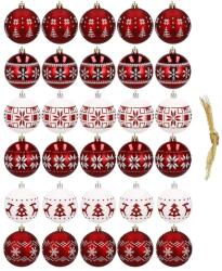 SPRINGOS karácsonyi dísz szett 30db, piros-fehér, 7cm (CA0150)