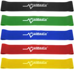 ProMedix latex fitnesz gumiszalag készlet, 5 db, 50×5 cm, több erősség (52053)