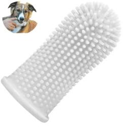 Átlátszó szilikon ujjra húzható kutya-macska fogkefe, 5 cm (DA392)