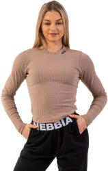 Nebbia Organic Cotton Ribbed Long Sleeve Top 415 brown Női póló XS