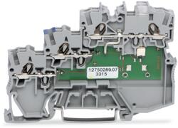 Wago 3-conductor actuator supply terminal block; LED (yellow); for PNP-(high-side) switching actuators; with ground connection via push-in type jumper bars; 1 mm2; Push-in CAGE CLAMP®; 1, 00 mm2; gray (200