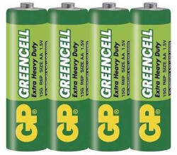 GP Batteries GP Greencell Fóliás 15G 1, 5V AA R6 féltartós elem 4db/csomag