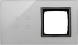 Simon Panou Touch 2 module, modul 1: 4 comenzi touch, modul 2: spatiu pentru modul antracit Simon 54, sticla cenusie (SKDSTR240/72)