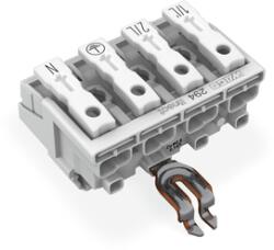 Wago Lighting connector; push-button, external; for Linect®; with angled snap-in ground contact; 1/L´-2/L-PE-N; 4-pole; Cod. A; Lighting side: for solid conductors; Inst. side: for all conductor types; max