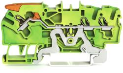 Wago 3-conductor ground terminal block; 2.5 mm2; with test port; side and center marking; for DIN-rail 35 x 15 and 35 x 7.5; Push-in CAGE CLAMP®; 2, 50 mm2; green-yellow (2102-1307)