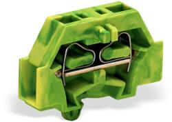 Wago 2-conductor terminal block; without push-buttons; with snap-in mounting foot; for plate thickness 0.6 - 1.2 mm; Fixing hole 3.5 mm Ø; 2.5 mm2; CAGE CLAMP®; 2, 50 mm2; green-yellow (261-317)
