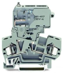 Wago 2-conductor fuse terminal block; with pivoting fuse holder; for 5 x 20 mm miniature metric fuse; with blown fuse indication by neon lamp; 230 V; for DIN-rail 35 x 15 and 35 x 7.5; 4 mm2; CAGE CLAMP®;