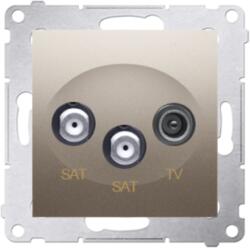 Simon Priza dubla SAT-SAT-RTV de capat, gold mat metalic (SKDASK2.01/44)