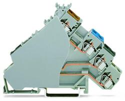 Wago 4-conductor sensor terminal block; for PNP (positive) switching sensors; for fuse plugs; with gray end plate; with colored conductor entries; 2.5 mm2; CAGE CLAMP®; 2, 50 mm2; gray (280-588/280-320)