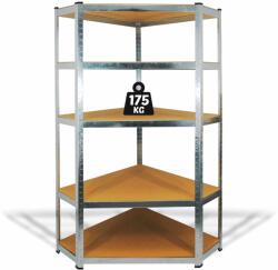 Fémpolc állvány - sarok - 5 szintes - fém - max. 175 kg - 180 x 90 x 30 cm 10846 (10846)