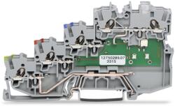 Wago 4-conductor sensor terminal block; LED (yellow); for NPN-(low-side) switching sensors; with ground contact; 1 mm2; Push-in CAGE CLAMP®; 1, 00 mm2; gray (2000-5417/1101-951)