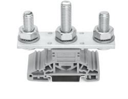 Wago Stud terminal block; lateral marker slots; for DIN-rail 35 x 15 and 35 x 7.5; 3 studs, M10; 120, 00 mm2; gray (885-310)
