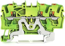 Wago 3-conductor ground terminal block; 2.5 mm2; with test port; side and center marking; for DIN-rail 35 x 15 and 35 x 7.5; Push-in CAGE CLAMP®; 2, 50 mm2; green-yellow (2202-1307)