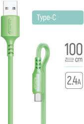 ColorWay USB-C - USB Szilikon Kábel - 2.4A - Zöld - 1m (CW-CBUC042-GR)