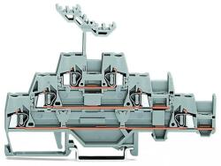 Wago Triple-deck terminal block; Through/through/through terminal block; with additional jumper position on lower level; for DIN-rail 35 x 15 and 35 x 7.5; 2.5 mm2; CAGE CLAMP®; 2, 50 mm2; gray/gray/blue (