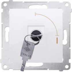 Simon Comutator cu cheie 2 pozitii 0-I, butt N/O, 5A, 250V, cheia se poate scoate in orice pozitie, alb (SKDW1K.01/11)