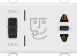 Gewiss Priza de ras euro/america WITH INSULATION TRANSFORMER - 3 MODULES - WHITE - CHORUS (GW10331)
