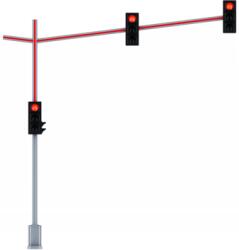 TRV Stalp iluminat integral pentru semnalizare rutiera suspendata si iluminare trecere pietoni , cu semafor. 6 Metri stalp + 3 metri brat (TRV-EAS3014)