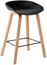 Somcasa Ruth fekete bárszék, 74 cm, fa lábazattal (00SL108601)