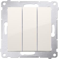Simon Intrerupator triplu 10A, 250V~, conectare rapida (fitinguri push-in), crem (SKDW31.01/41)