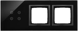 Simon Panou Touch 3 module, modul 1: 4 comenzi touch, module 2 si 3: spatii pentru module antracit Simon 54, sticla neagra (SKDSTR3400/73)